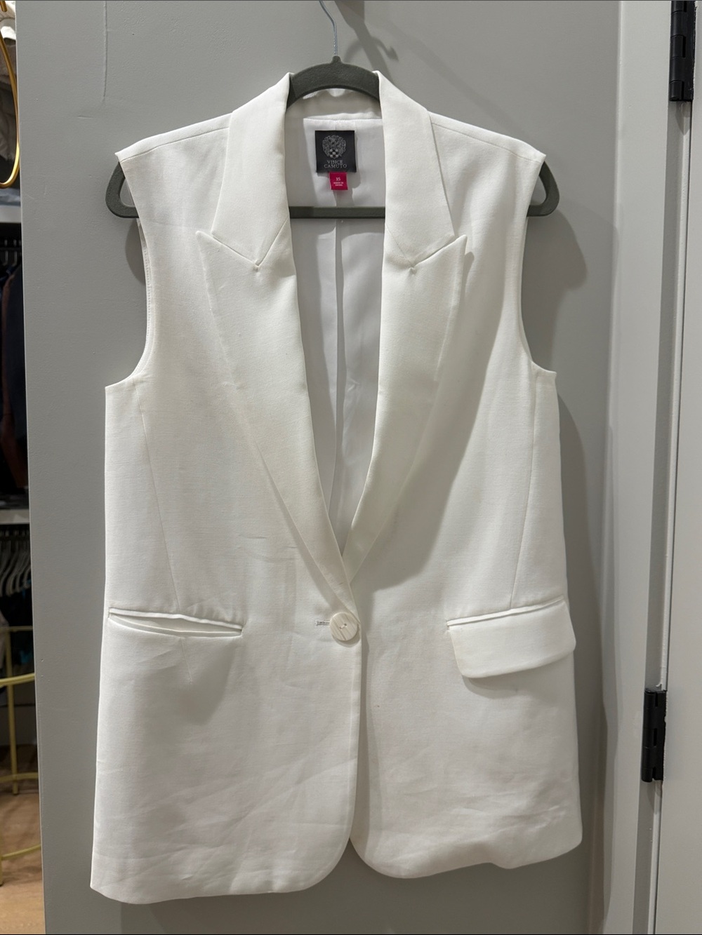 Vince Camuto White Sleeveless Tailored Blazer Vest
